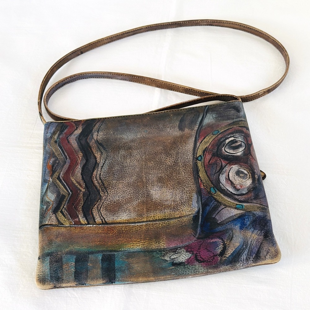 Jane Yoo Wearable Art Crossbody Bag Hand Painted Leather